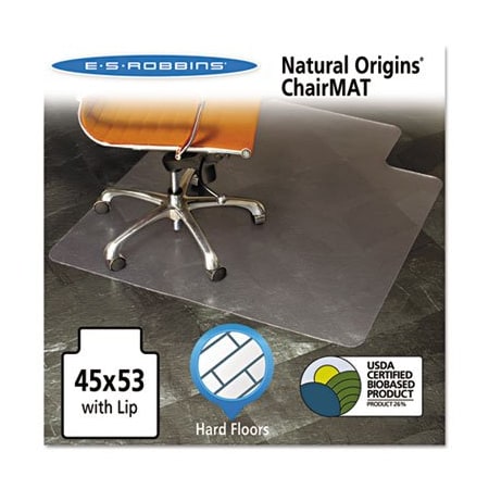 E.S. Robbins ESRobbins, Natural Origins Chair Mat With Lip For Hard Floors, 45 X 53, Clear 143012